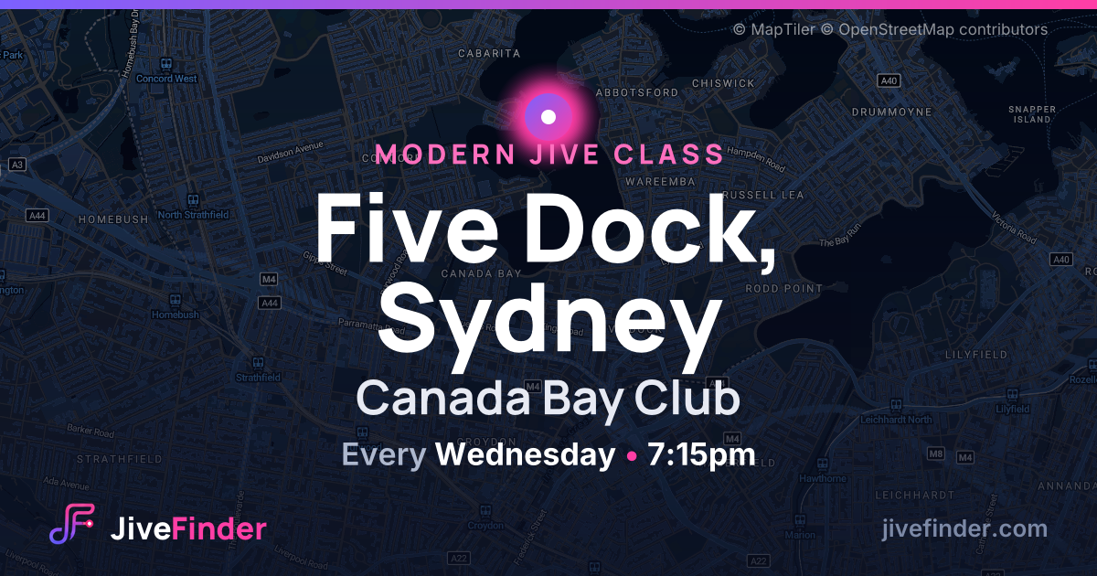 Modern Jive class at Canada Bay Club, Five Dock, Sydney — Every Wednesday, 7:15pm