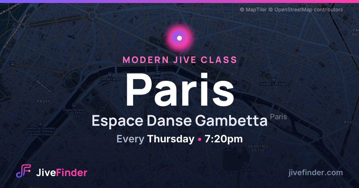 Modern Jive class at Espace Danse Gambetta, Paris — Every Thursday, 7:20pm