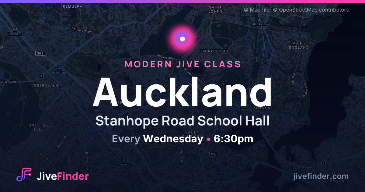 Modern Jive class at Stanhope Road School Hall, Auckland — Every Wednesday, 6:30pm