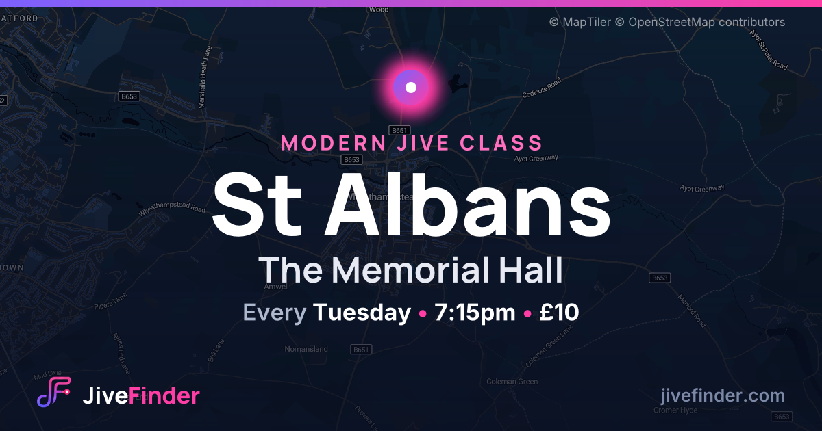 Modern Jive class at The Memorial Hall, St Albans — Every Tuesday, 7:15pm, £10