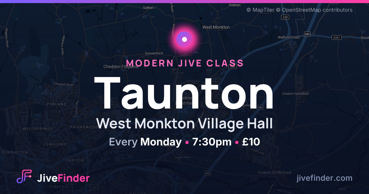Modern Jive class at West Monkton Village Hall, Taunton — Every Monday, 7:30pm, £10