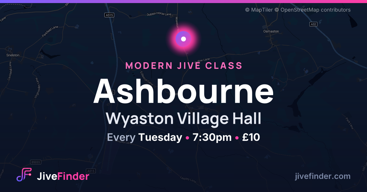Modern Jive class at Wyaston Village Hall, Ashbourne — Every Tuesday, 7:30pm, £10