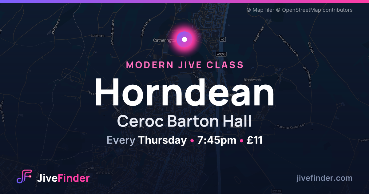 Modern Jive class at Ceroc Barton Hall, Horndean — Every Thursday, 7:45pm, £11