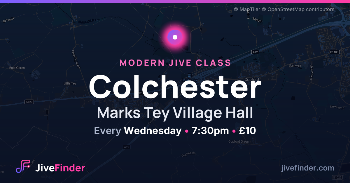 Modern Jive class at Marks Tey Village Hall, Colchester — Every Wednesday, 7:30pm, £10