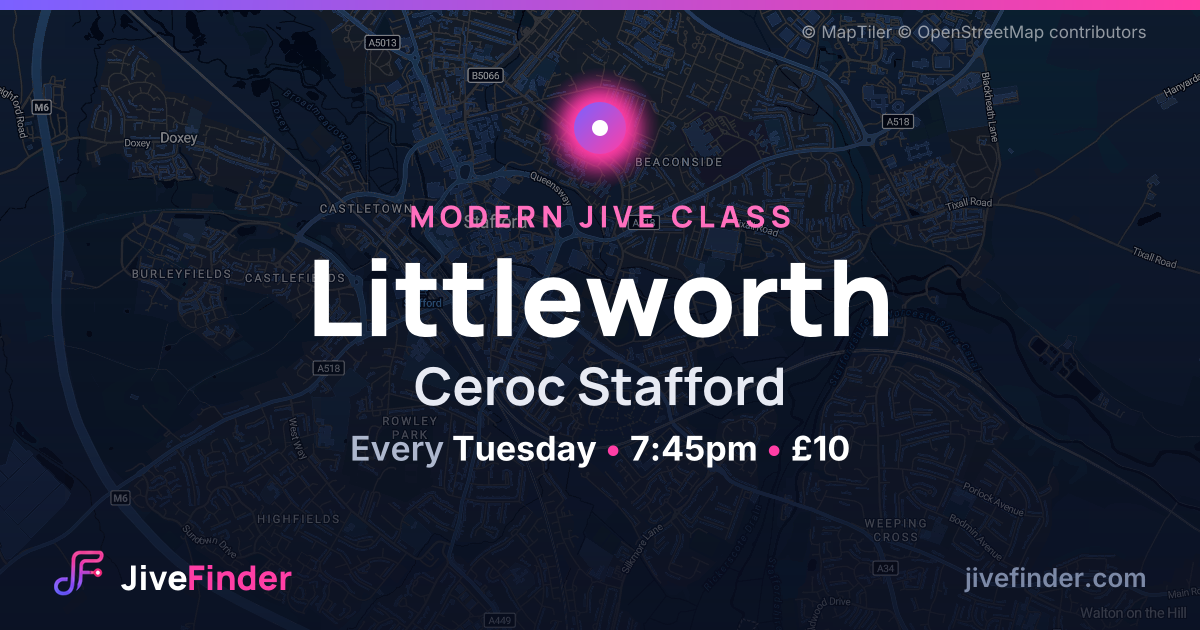 Modern Jive class at Ceroc Stafford, Littleworth — Every Tuesday, 7:45pm, £10