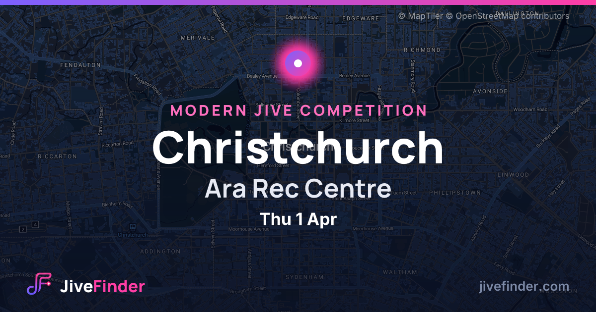 Modern Jive competition at Ara Rec Centre, Christchurch — Thu 1 Apr