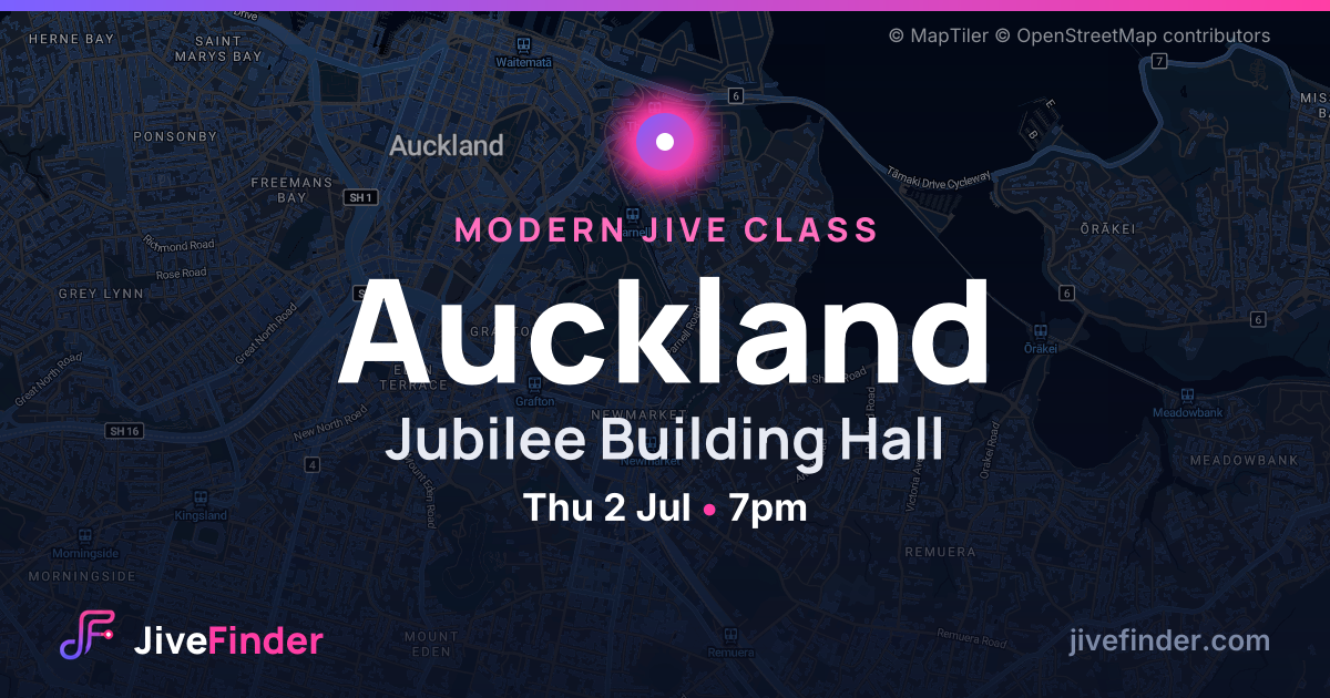 Modern Jive class at Jubilee Building Hall, Auckland — Thu 2 Jul, 7pm