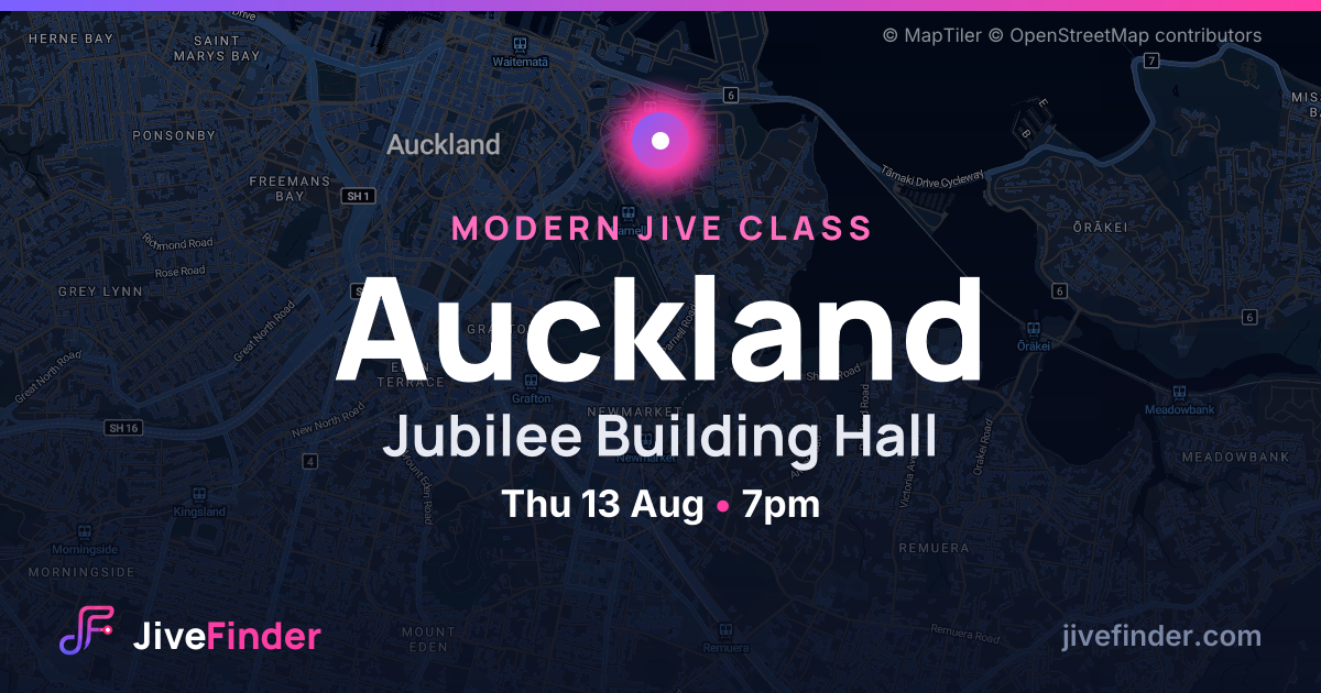 Modern Jive class at Jubilee Building Hall, Auckland — Thu 13 Aug, 7pm