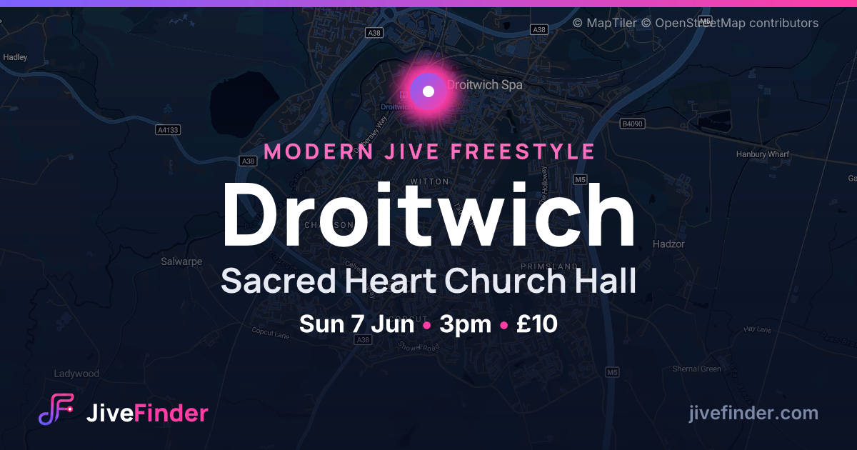 Modern Jive freestyle at Sacred Heart Church Hall, Droitwich — Sun 7 Jun, 3pm, £10