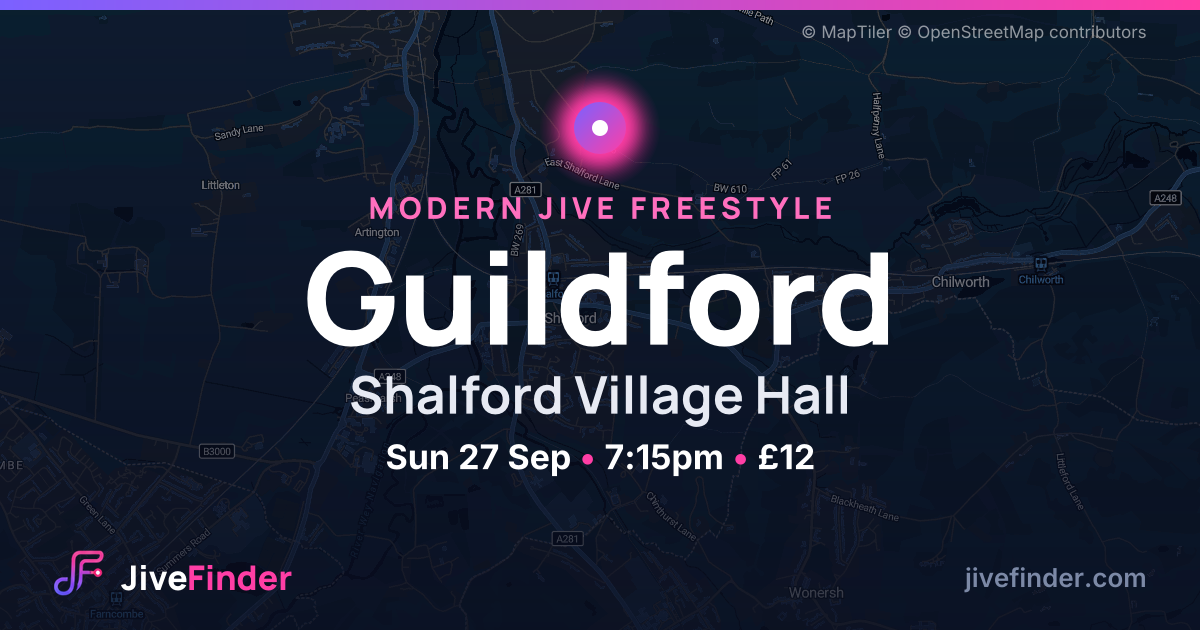 Modern Jive freestyle at Shalford Village Hall, Guildford — Sun 27 Sep, 7:15pm, £12