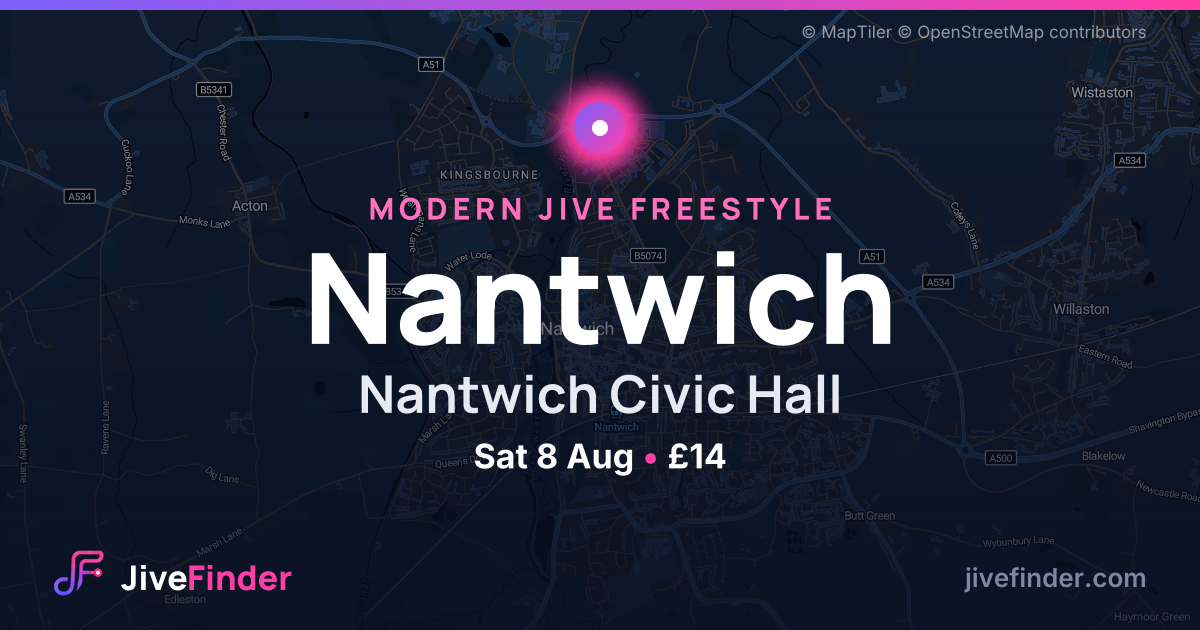 Modern Jive freestyle at Nantwich Civic Hall, Nantwich — Sat 8 Aug, £14