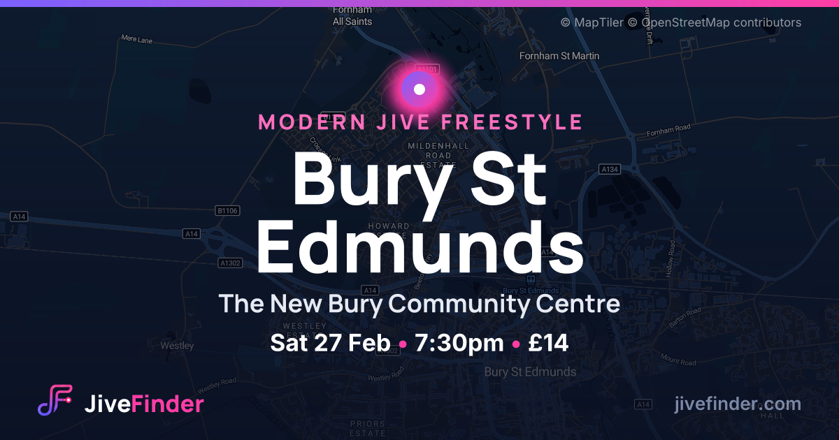 Modern Jive freestyle at The New Bury Community Centre, Bury St Edmunds — Sat 27 Feb, 7:30pm, £14
