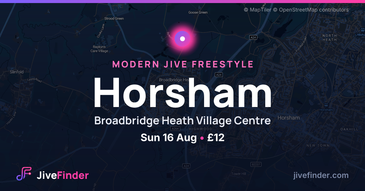 Modern Jive freestyle at Broadbridge Heath Village Centre, Horsham — Sun 16 Aug, £12