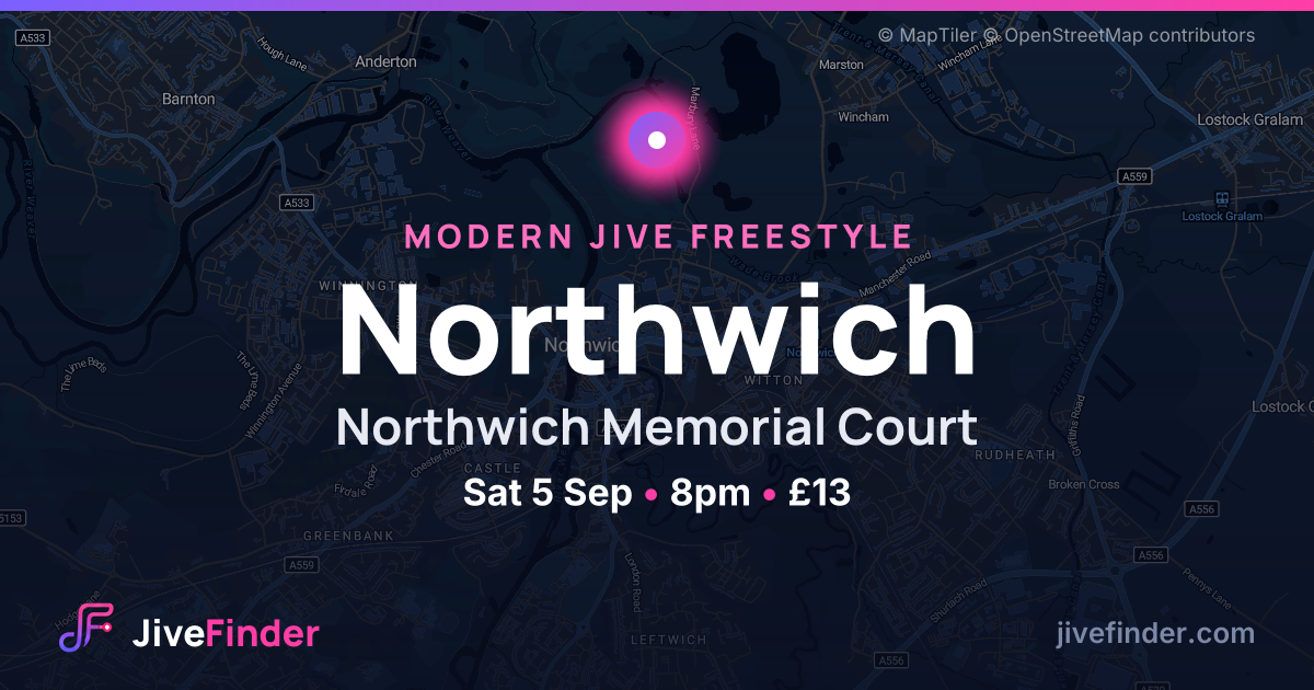 Modern Jive freestyle at Northwich Memorial Court, Northwich — Sat 5 Sep, 8pm, £13