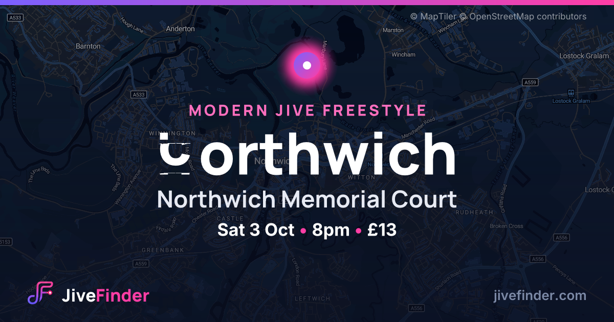 Modern Jive freestyle at Northwich Memorial Court, Northwich — Sat 3 Oct, 8pm, £13