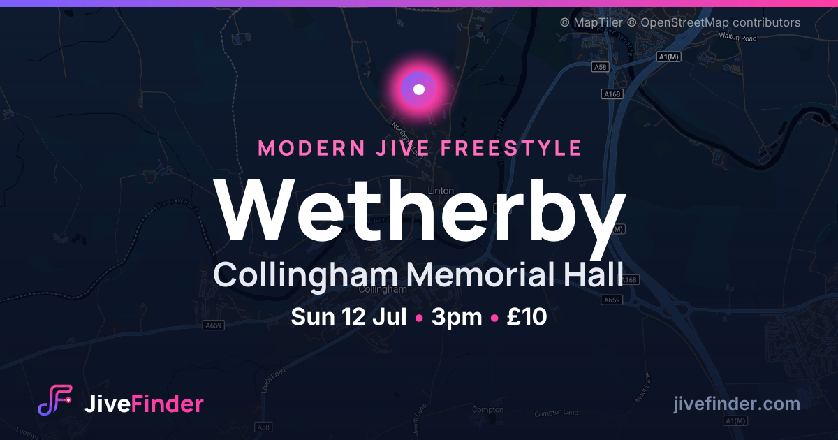 Modern Jive freestyle at Collingham Memorial Hall, Wetherby — Sun 12 Jul, 3pm, £10