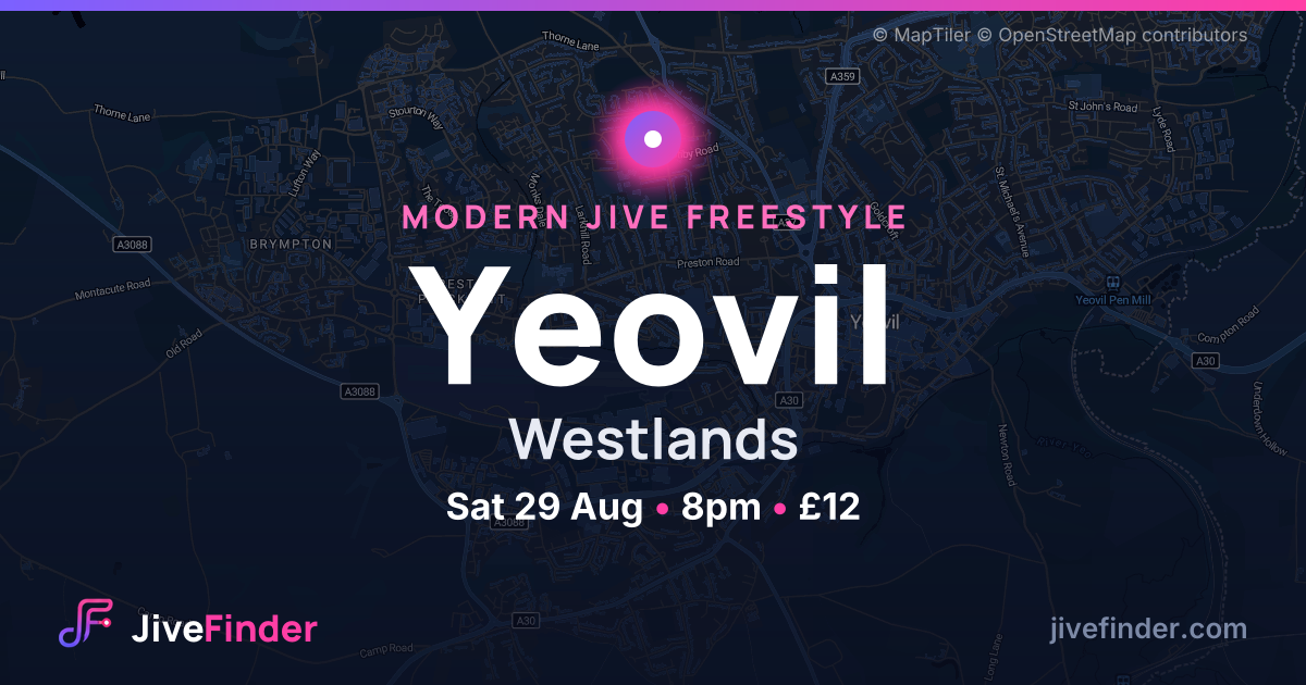 Modern Jive freestyle at Westlands, Yeovil — Sat 29 Aug, 8pm, £12