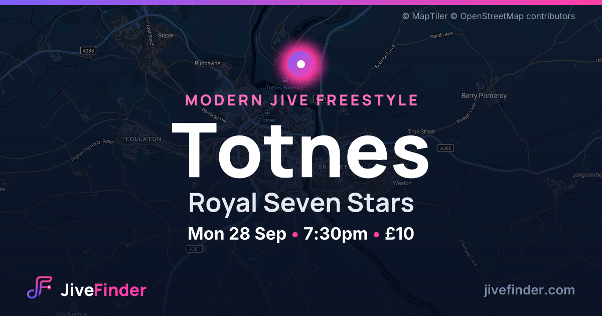 Modern Jive freestyle at Royal Seven Stars, Totnes — Mon 28 Sep, 7:30pm, £10