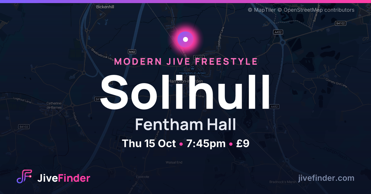 Modern Jive freestyle at Fentham Hall, Solihull — Thu 15 Oct, 7:45pm, £9