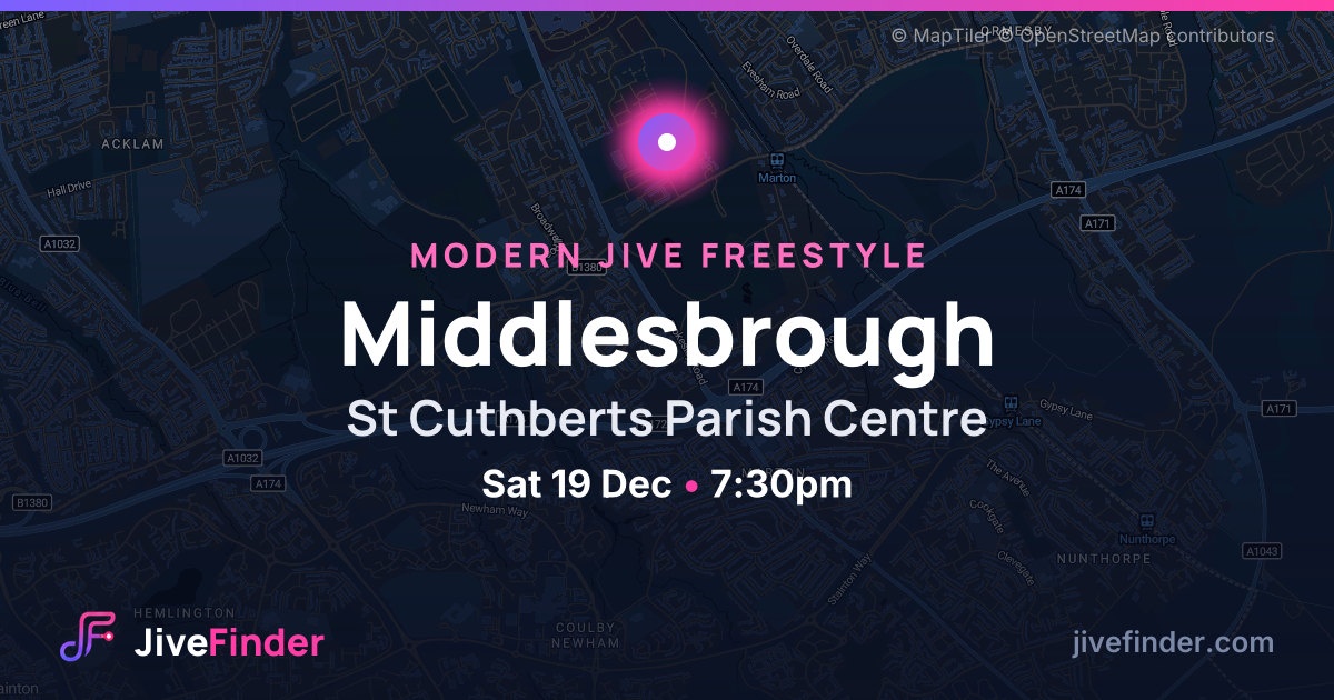 Modern Jive freestyle at St Cuthberts Parish Centre, Middlesbrough — Sat 19 Dec, 7:30pm