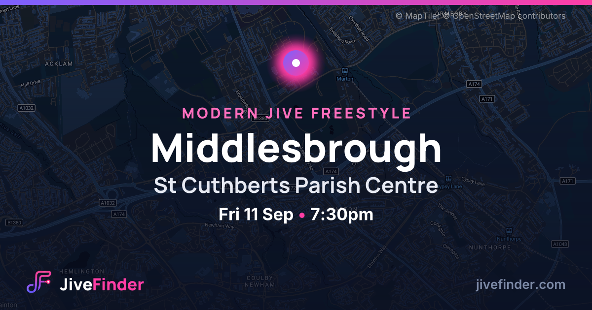 Modern Jive freestyle at St Cuthberts Parish Centre, Middlesbrough — Fri 11 Sep, 7:30pm