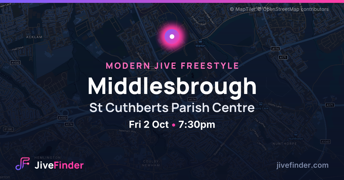 Modern Jive freestyle at St Cuthberts Parish Centre, Middlesbrough — Fri 2 Oct, 7:30pm