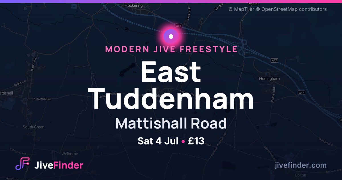 Modern Jive freestyle at Mattishall Road, East Tuddenham — Sat 4 Jul, £13