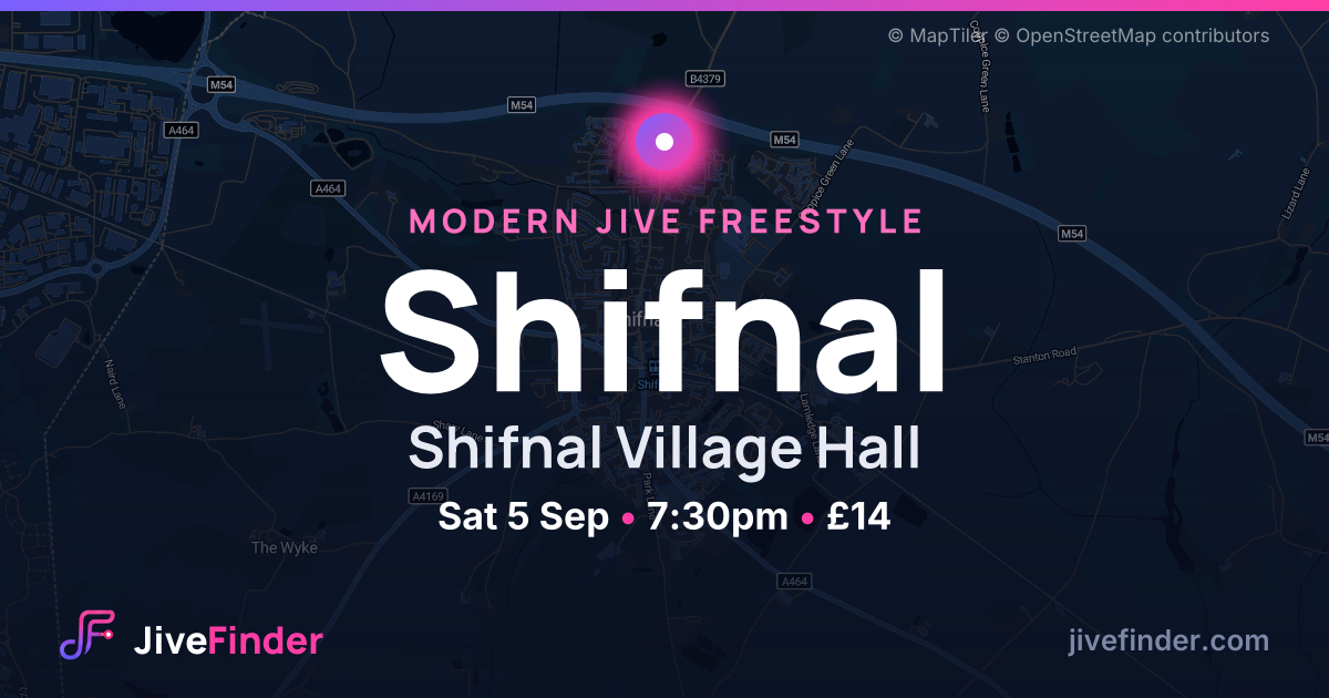 Modern Jive freestyle at Shifnal Village Hall, Shifnal — Sat 5 Sep, 7:30pm, £14