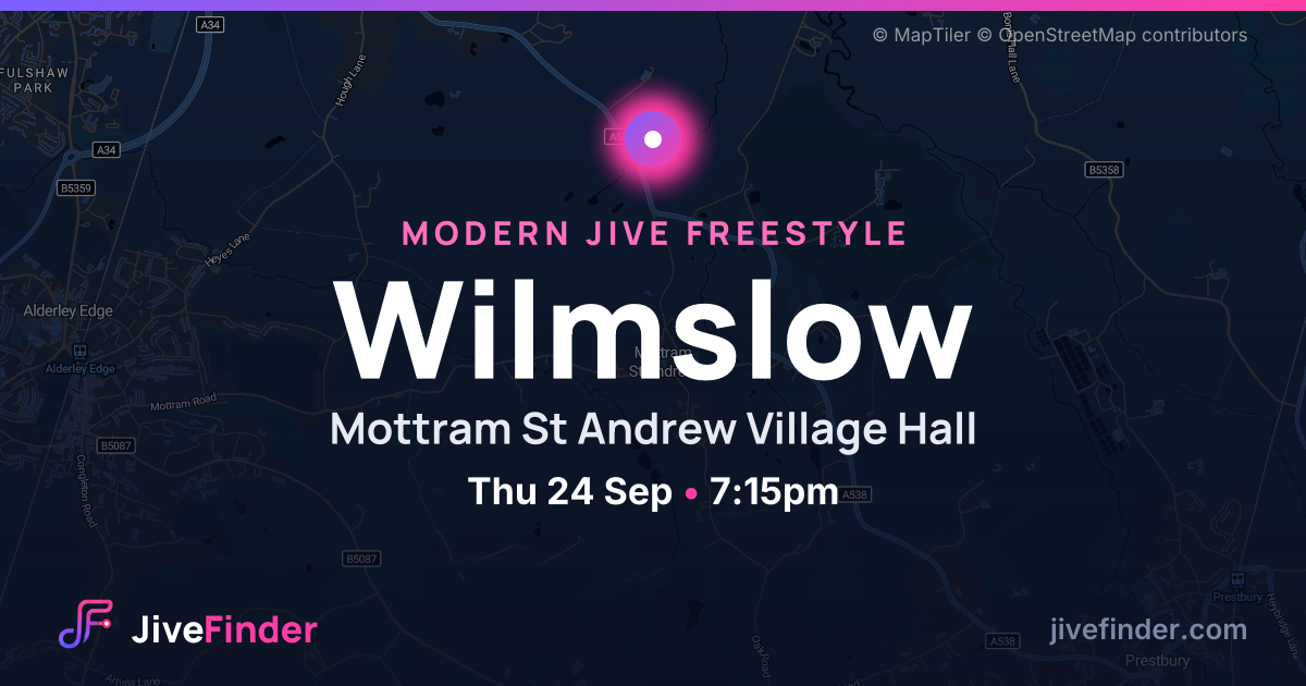 Modern Jive freestyle at Mottram St Andrew Village Hall, Wilmslow — Thu 24 Sep, 7:15pm