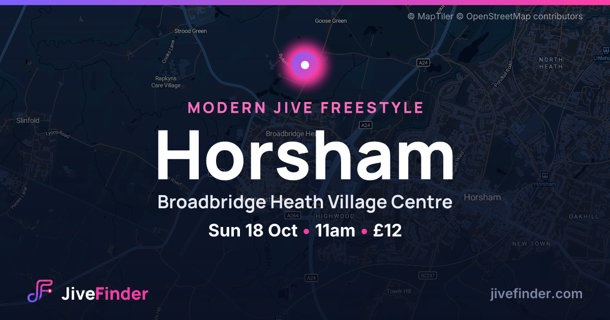 Modern Jive freestyle at Broadbridge Heath Village Centre, Horsham — Sun 18 Oct, 11am, £12