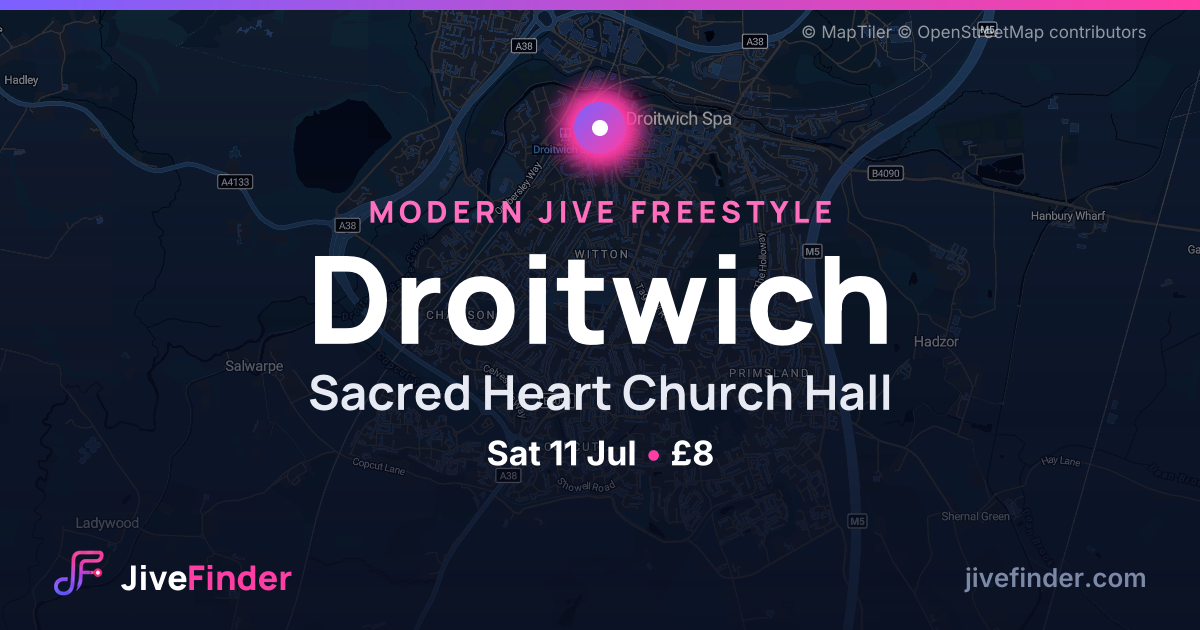Modern Jive freestyle at Sacred Heart Church Hall, Droitwich — Sat 11 Jul, £8