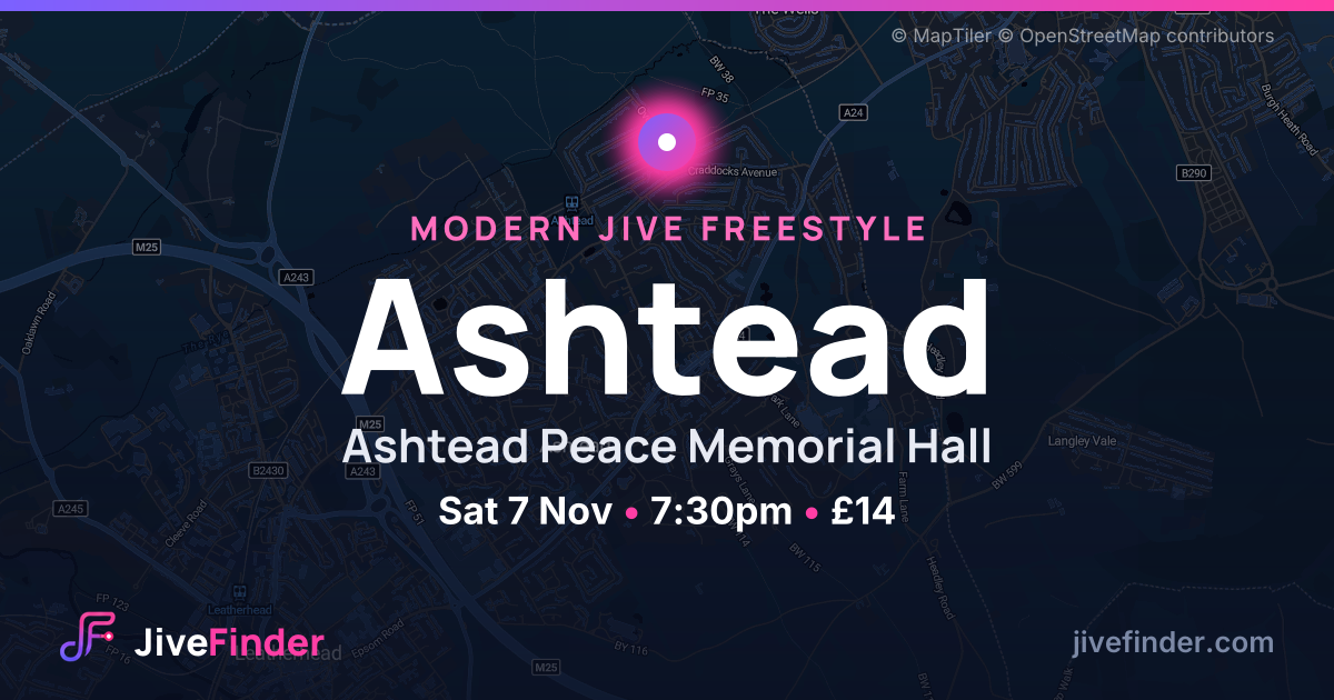 Modern Jive freestyle at Ashtead Peace Memorial Hall, Ashtead — Sat 7 Nov, 7:30pm, £14