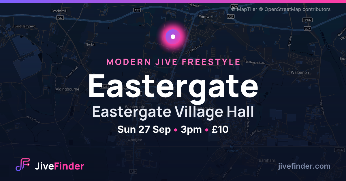 Modern Jive freestyle at Eastergate Village Hall, Eastergate — Sun 27 Sep, 3pm, £10