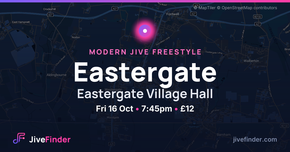 Modern Jive freestyle at Eastergate Village Hall, Eastergate — Fri 16 Oct, 7:45pm, £12