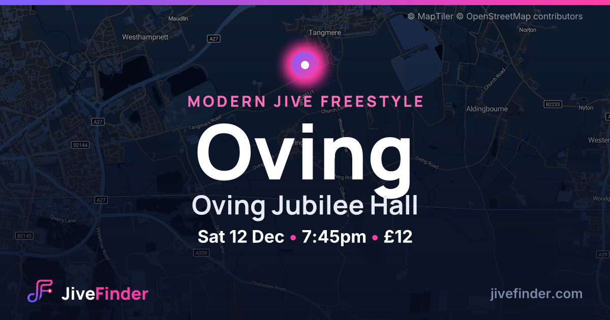 Modern Jive freestyle at Oving Jubilee Hall, Oving — Sat 12 Dec, 7:45pm, £12