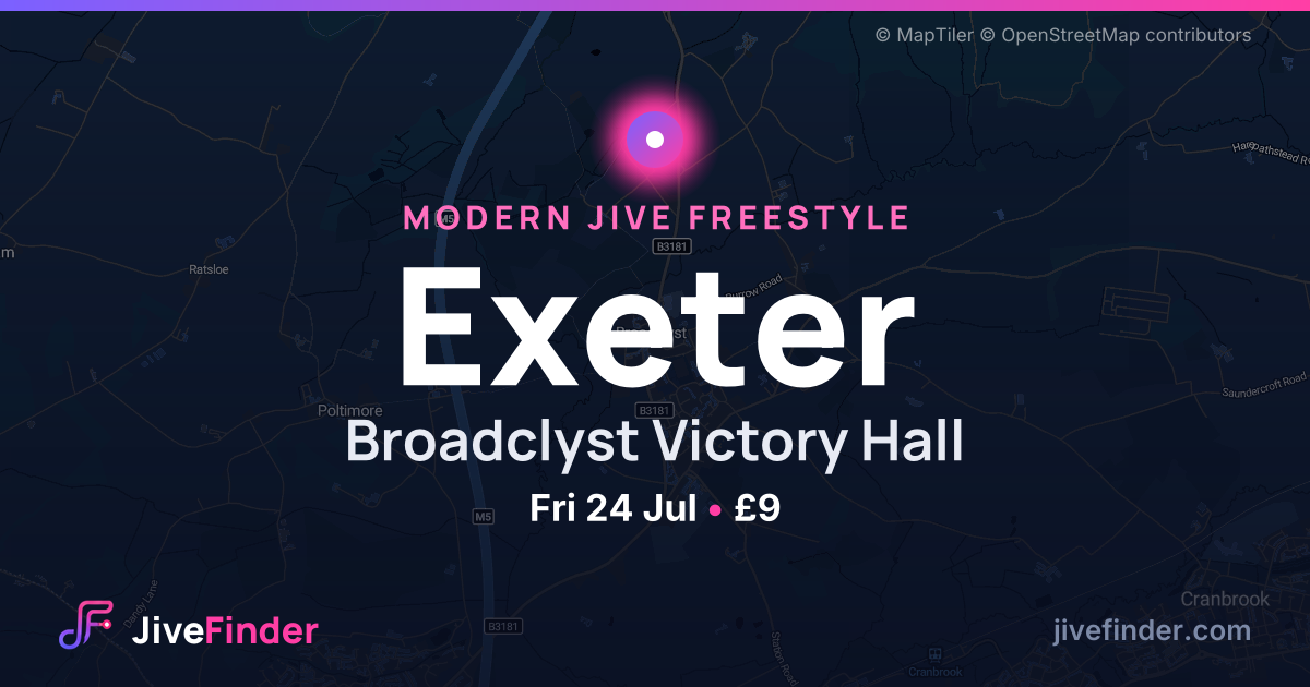 Modern Jive freestyle at Broadclyst Victory Hall, Exeter — Fri 24 Jul, £9