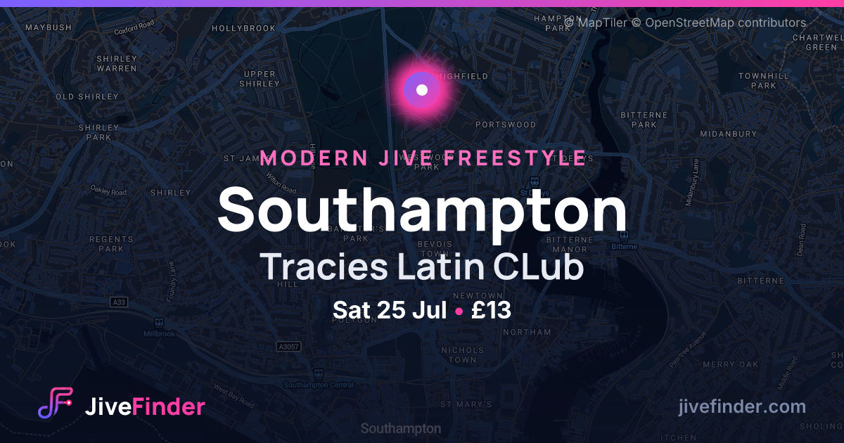Modern Jive freestyle at Tracies Latin CLub, Southampton — Sat 25 Jul, £13