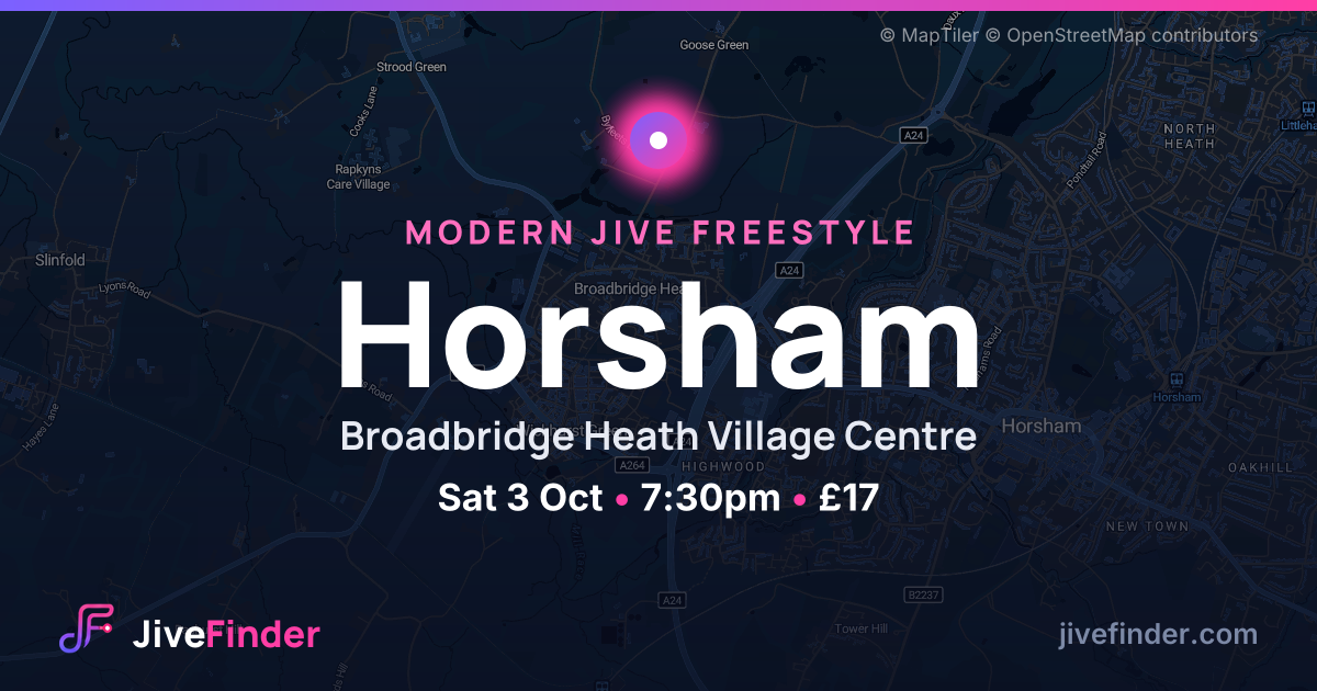 Modern Jive freestyle at Broadbridge Heath Village Centre, Horsham — Sat 3 Oct, 7:30pm, £17