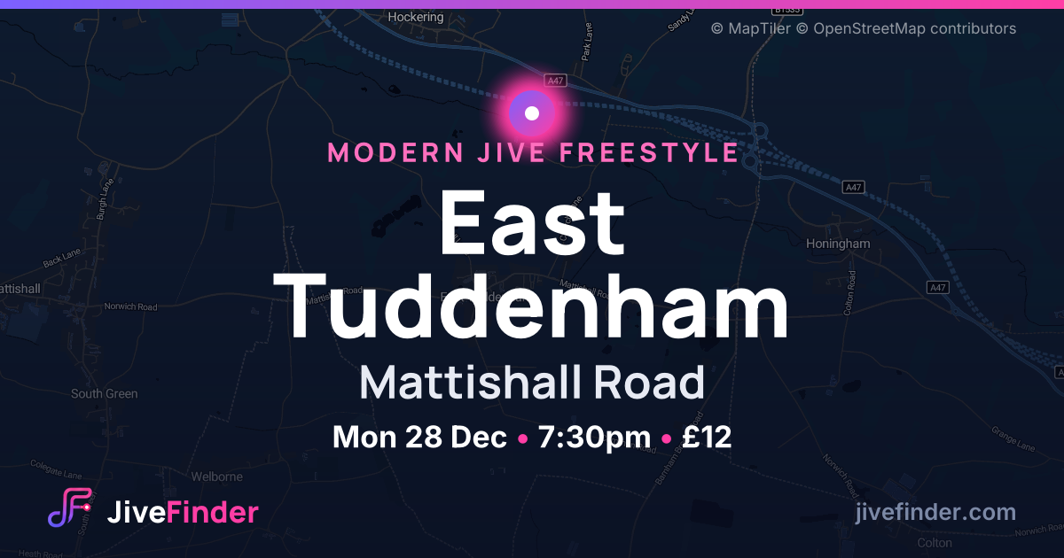 Modern Jive freestyle at Mattishall Road, East Tuddenham — Mon 28 Dec, 7:30pm, £12