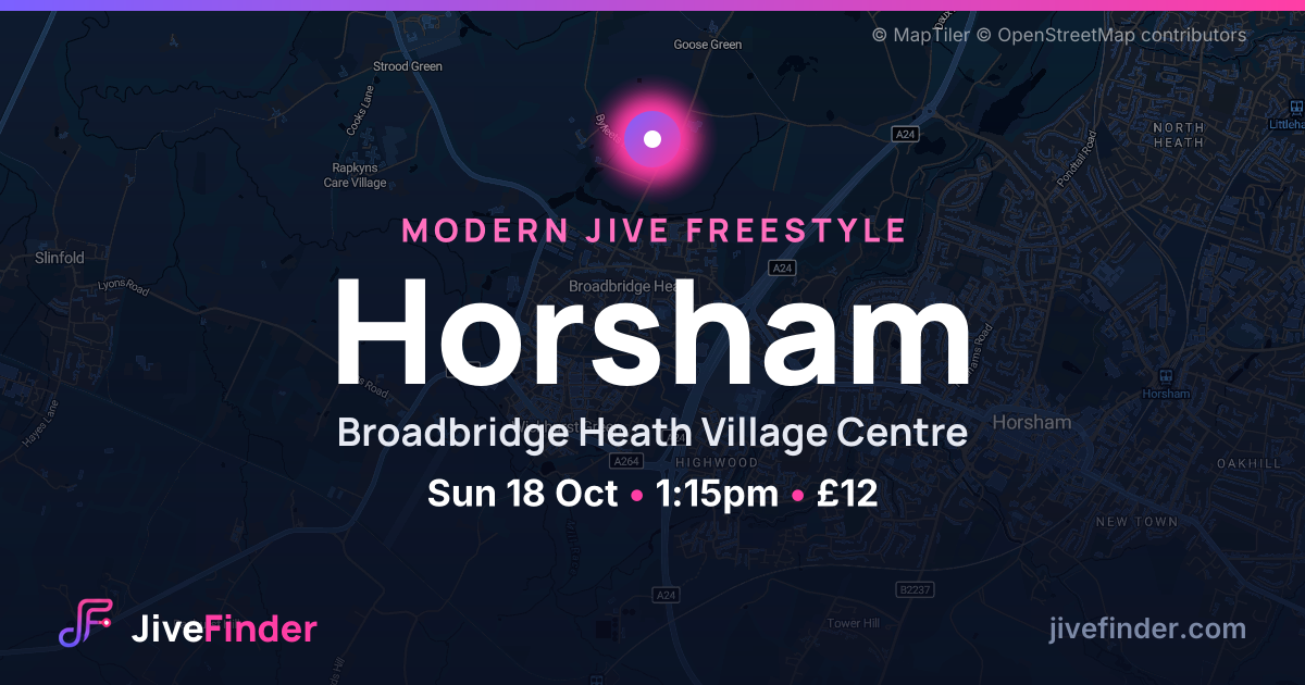 Modern Jive freestyle at Broadbridge Heath Village Centre, Horsham — Sun 18 Oct, 1:15pm, £12