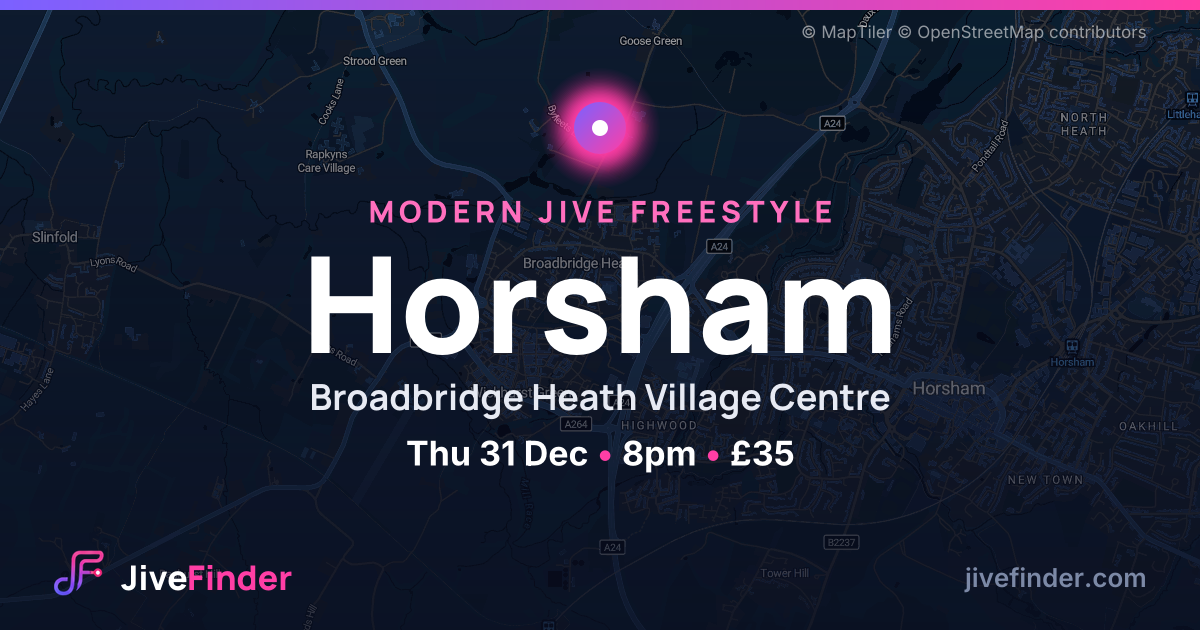 Modern Jive freestyle at Broadbridge Heath Village Centre, Horsham — Thu 31 Dec, 8pm, £35