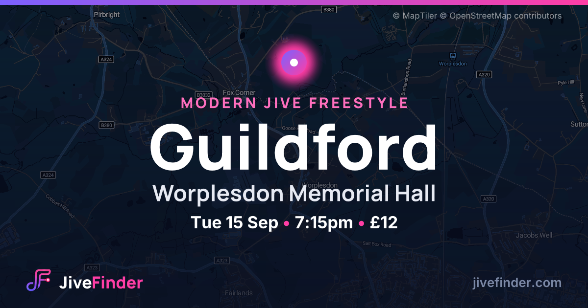 Modern Jive freestyle at Worplesdon Memorial Hall, Guildford — Tue 15 Sep, 7:15pm, £12