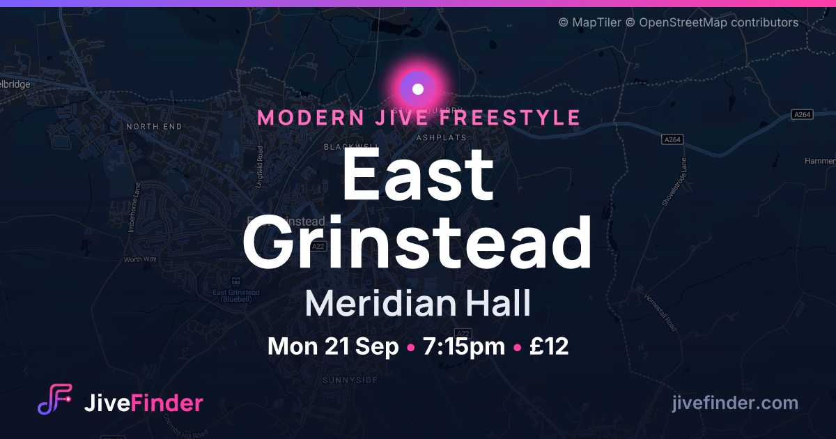 Modern Jive freestyle at Meridian Hall, East Grinstead — Mon 21 Sep, 7:15pm, £12