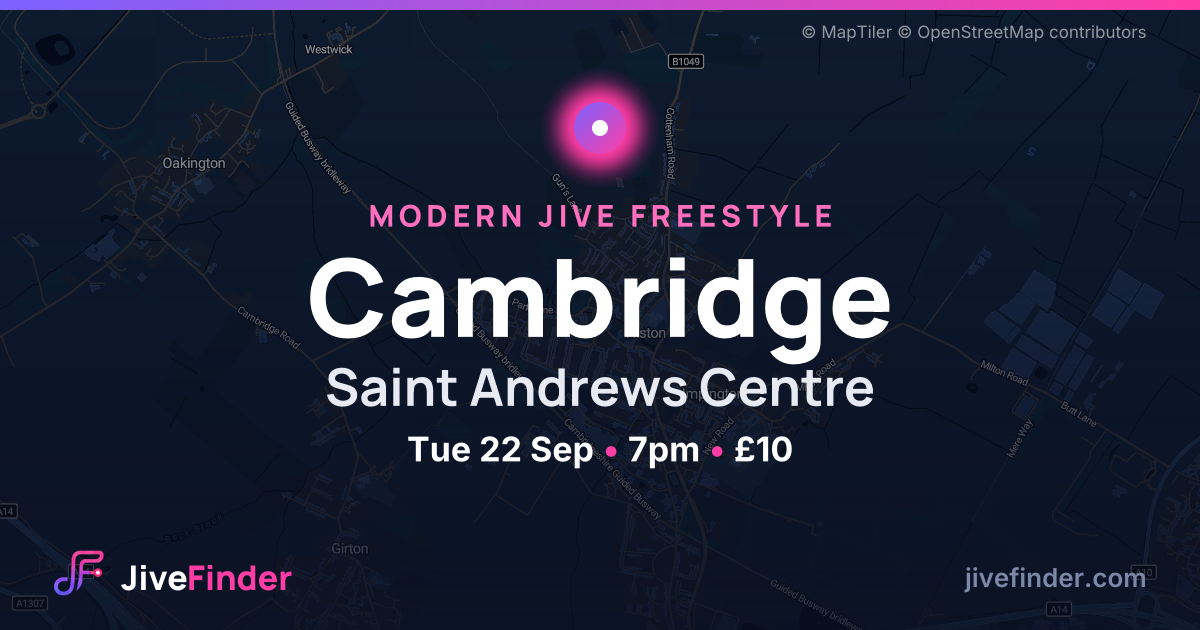 Modern Jive freestyle at Saint Andrews Centre, Cambridge — Tue 22 Sep, 7pm, £10