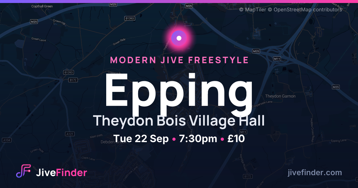 Modern Jive freestyle at Theydon Bois Village Hall, Epping — Tue 22 Sep, 7:30pm, £10