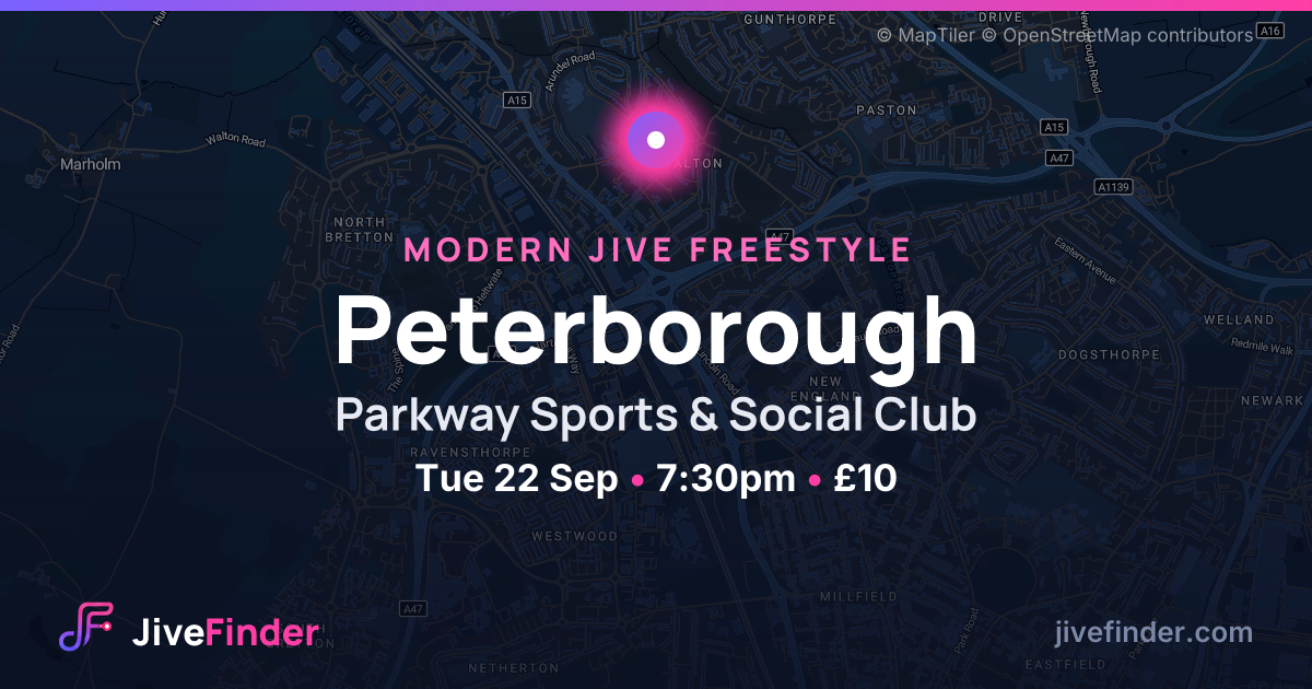 Modern Jive freestyle at Parkway Sports & Social Club, Peterborough — Tue 22 Sep, 7:30pm, £10