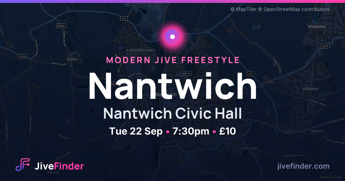 Modern Jive freestyle at Nantwich Civic Hall, Nantwich — Tue 22 Sep, 7:30pm, £10