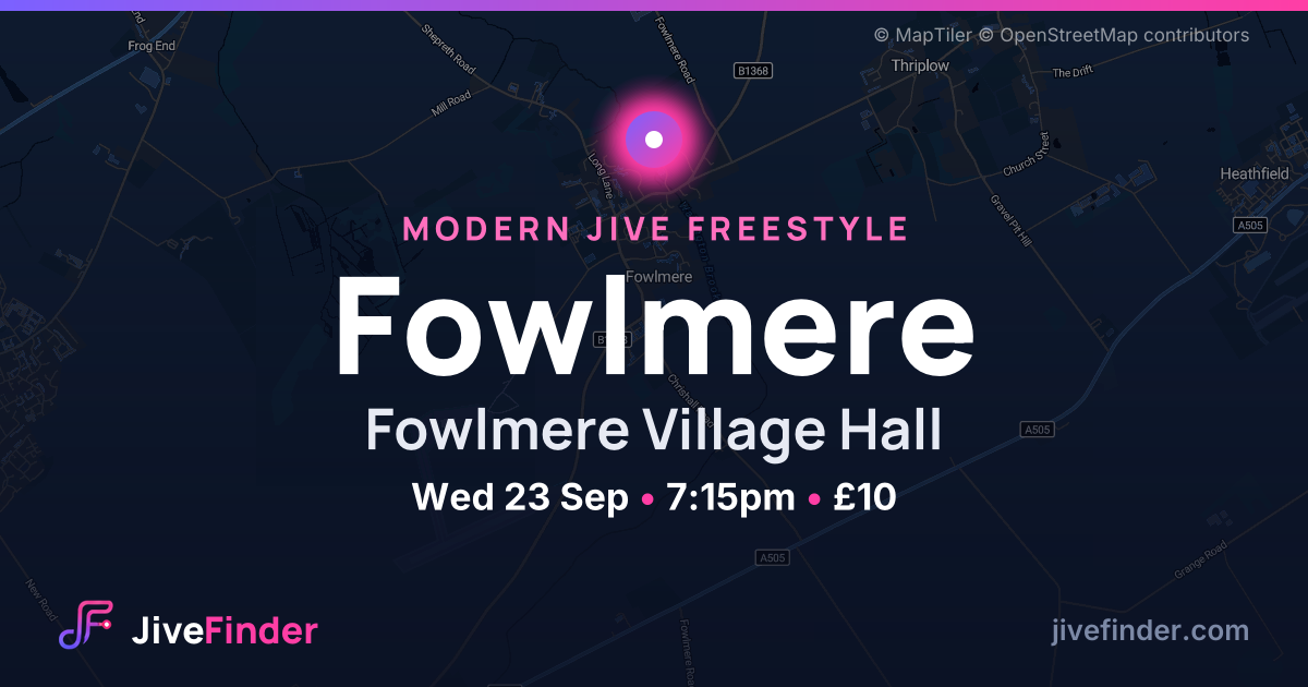 Modern Jive freestyle at Fowlmere Village Hall, Fowlmere — Wed 23 Sep, 7:15pm, £10