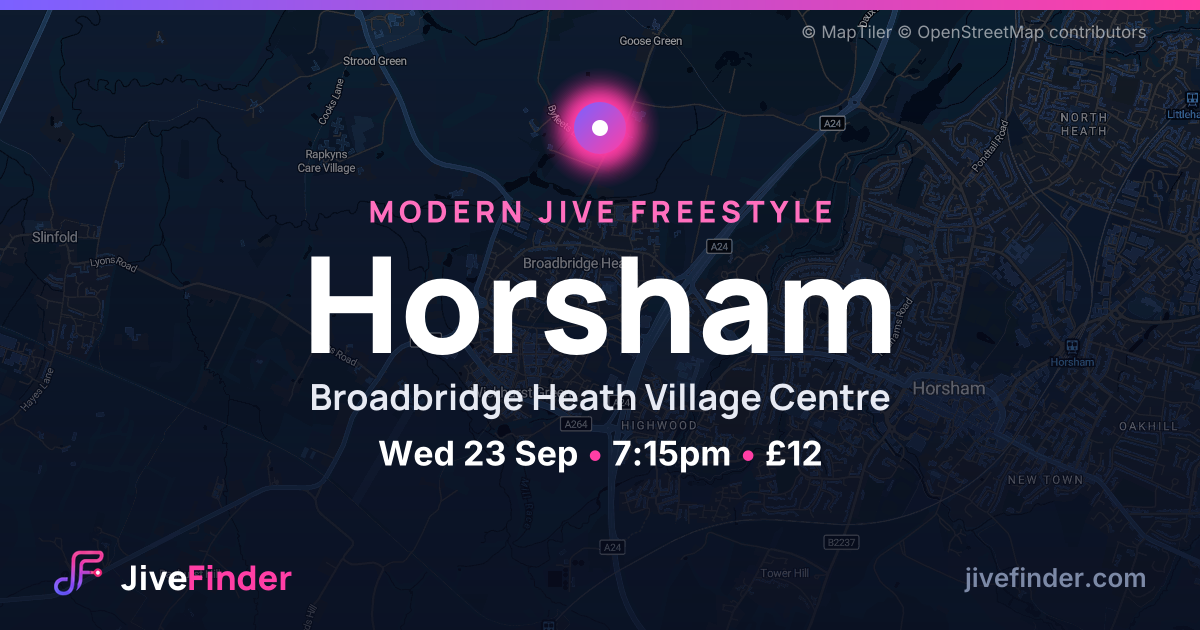Modern Jive freestyle at Broadbridge Heath Village Centre, Horsham — Wed 23 Sep, 7:15pm, £12