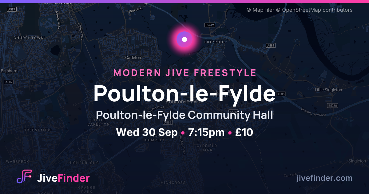 Modern Jive freestyle at Poulton-le-Fylde Community Hall, Poulton-le-Fylde — Wed 30 Sep, 7:15pm, £10